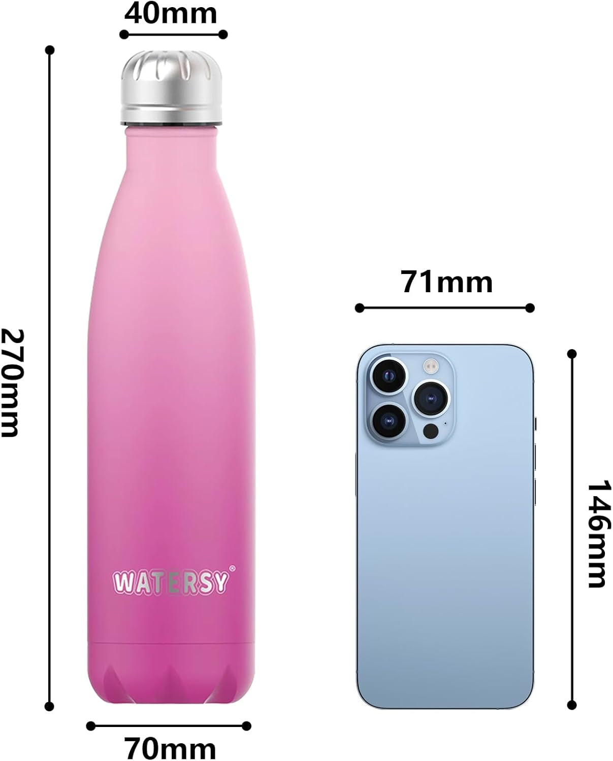 Stainless Steel Water Bottles,17Oz/500Ml Insulated Water Bottles,Dream Pink Metal Water Bottle Keeps Drink Cold and Hot,Bpa Free Kids Water Bottles for School,Gym,Travel,Sports