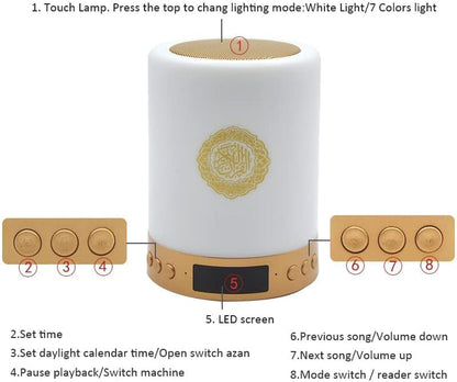 Quran Speaker with Remote Control,Portable LED Bluetooth Touch Cube MP3 Music Player Night Light Rechargeable Speaker