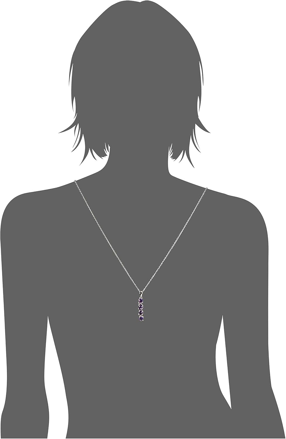 Womens Sterling Silver Created Gemstones Four Stone Pendant Necklace (Previously Amazon Collection)