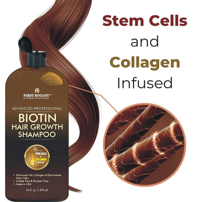 Hair Regrowth and anti Hair Loss Shampoo 16 Fl Oz, with DHT Blockers, Collagen & Stem Cells- Daily Hydrating, Detoxifying, Volumizing Shampoo for Men and Women