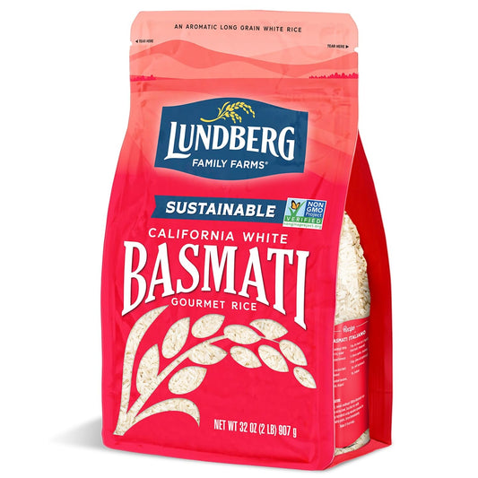 Basmati Rice, Long Grain White Rice - Non-Sticky, Fluffy, Nutty, Aromatic Rice, Vegan Food, Healthy Meals, Gluten-Free Rice Grown in California, 32 Oz