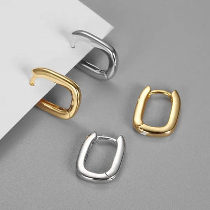 Small Gold Plated Oval Hoop Earrings Hypoallergenic Gold Huggie Earrings for Women, Silver Gold U Shaped Small Hoop Earrings