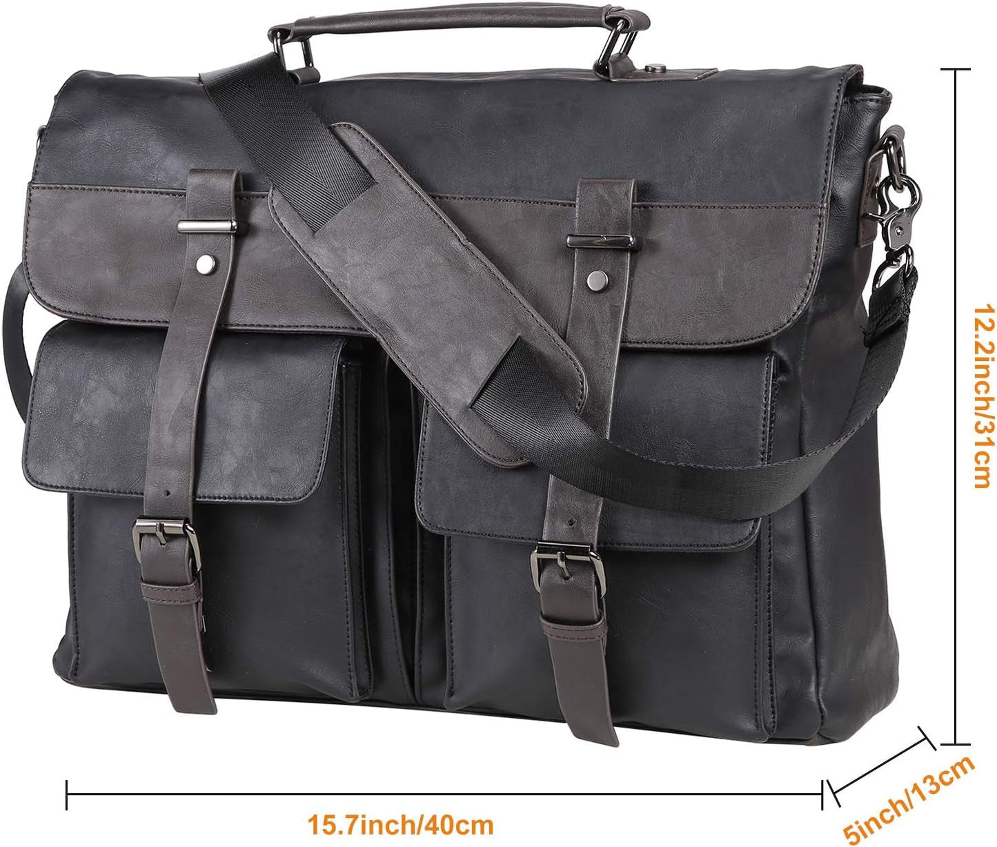 Leather Messenger Bag for Men, 15.6 Inch Vintage Laptop Bag Briefcase Satchel