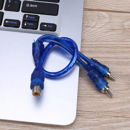 1Pc 30Cm 2 RCA Male to 1 RCA Female Copper Aluminum Cable for Car Audio Plated Coaxial Aux Cable for Laptop TV DVD Amplifier