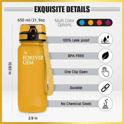 Water Bottle with Chug Lid, 21 OZ Capacity, Leak-Proof Design for Gym, Fitness, and Travel Use - Ideal for Women, Men, and Kids (1 Pack)