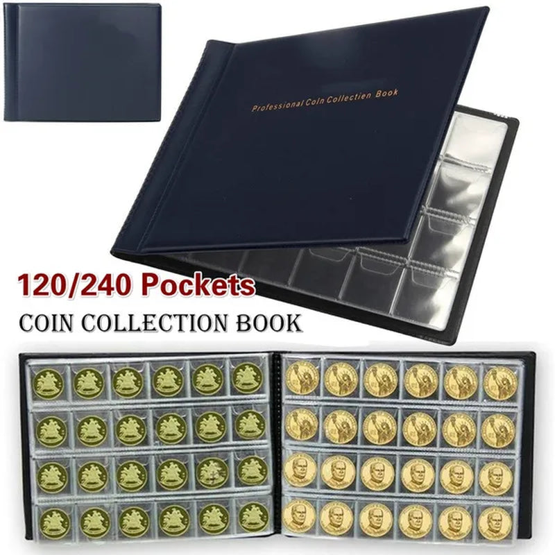120/240 Pockets Coins Holders Medallions Badges Collecting Collection Storage Money Penny Album Book