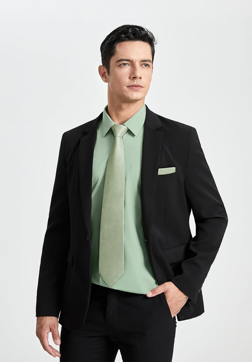 Ties for Men Solid Houndstooth Neckties Handkerchief Formal Business Tie & Pocket Square Set Wedding Party