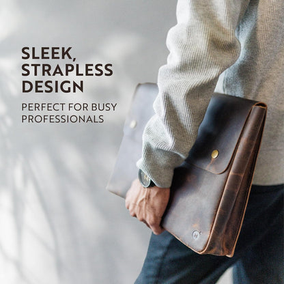 Leather Folder, Full Grain Leather File Folder Organizer Document Holder, Leather Portfolio for Men –Spacious Leather Folio Laptop Sleeve Case - Fits 13" 14" 15” Laptops, Macbook and Tablets