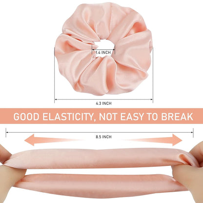 Soft Satin Scrunchies for Women, Non Slip, No Damage Scrunchies Hair Ties, Pack of 6