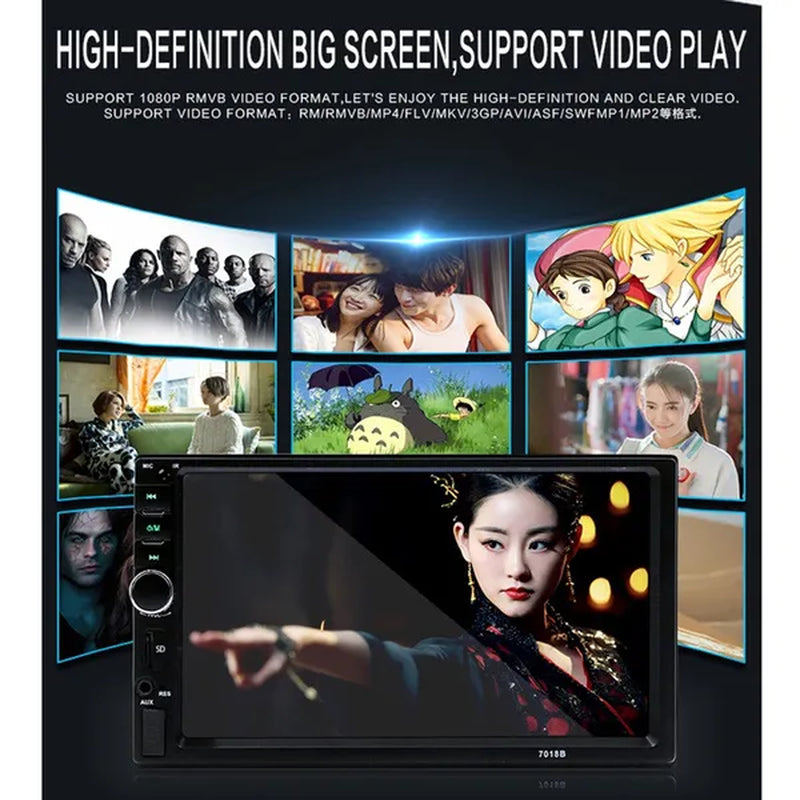 Amprime 2 Din Car Radio 7" LCD Touch Screen Autoradio 7018B Multimedia Player Bluetooth Car Stereo Radio Support Mirror-Link Rear View Camera