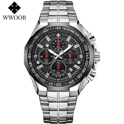 WWOOR New Watch Mens Luxury Square Big Dial Men Watch Waterproof Sports Military Chronograph Quartz Wristwatch Relogio Masculino
