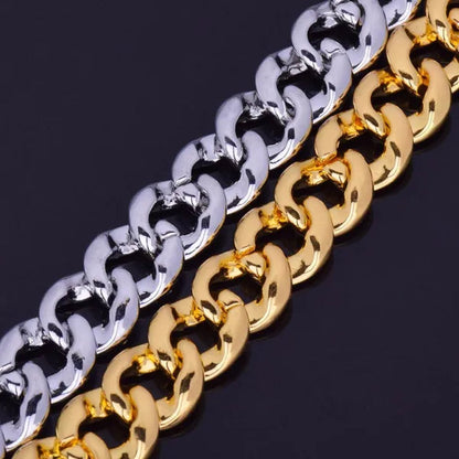 2 Pcs/set Luxury Full Iced Out Watch Mens Cuban Link Chain Bracelet Watch Bling Jewelry for Men Big Gold Chains Hip Hop Men Watch Set