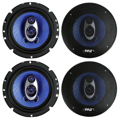 Pyle PL63BL 6.5" 720 Watt 3-Way Car Audio Coaxial Speakers Blue Stereo
