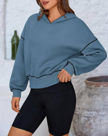 Women'S Casual Sweatshirt 2024 Fall Winter Clothes Long Sleeve Loose Fit Cropped Y2K Pullover Hoodies