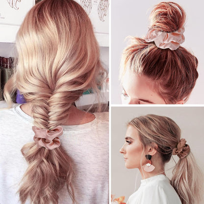 Soft Satin Scrunchies for Women, Non Slip, No Damage Scrunchies Hair Ties, Pack of 6