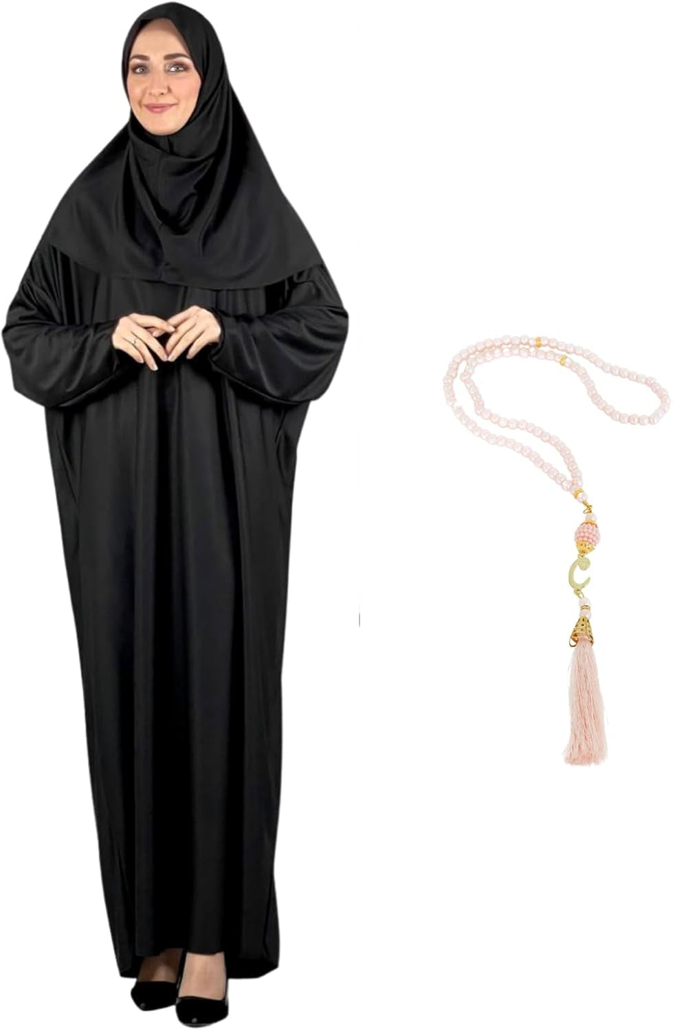 Women Prayer Clothes with Hijab Muslim Outfits Long Robe Abaya Turkish Islamic Dresses Dubai Kaftan with Rosary