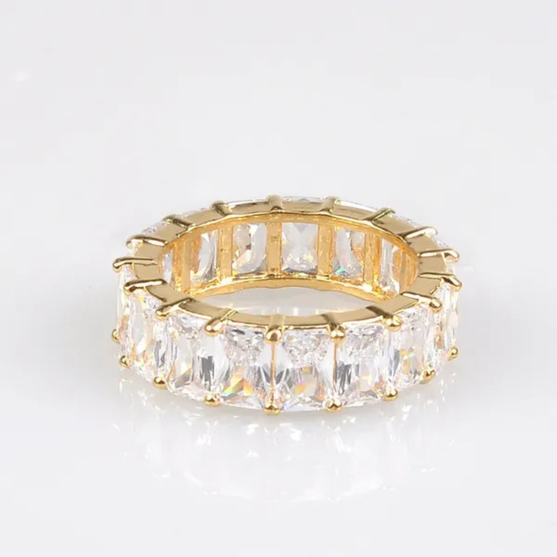 Silver Ring Colored Square Rainbow Ring Statement Crown Ring Natural Gemstones Ring Wedding Bride Engagement Band Charm Party Ring Jewelry