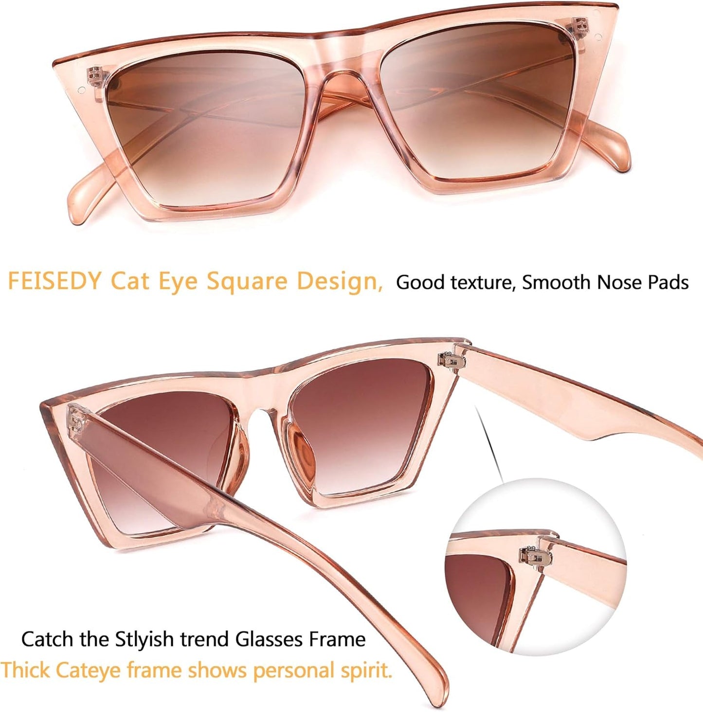 Vintage Square Cat Eye Sunglasses Women Trendy Cateye Sunglasses B2473
