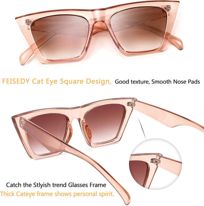 Vintage Square Cat Eye Sunglasses Women Trendy Cateye Sunglasses B2473