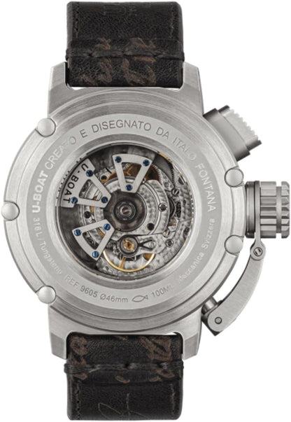 Chimera 46Mm Ss Black Mens Analog Automatic Watch with Leather Bracelet 9605