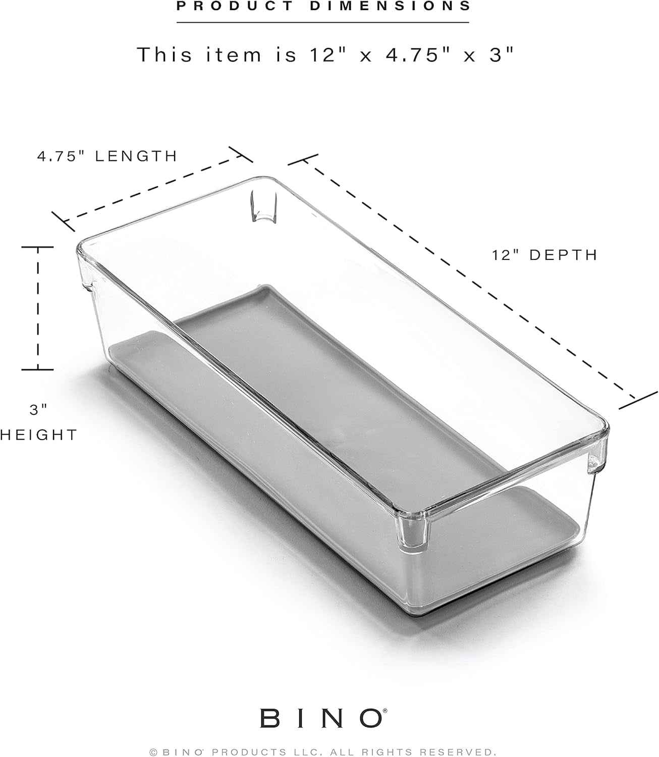 | Oblong Plastic Drawer Organizer Bins, Light Grey- 2 Pack | the ARTISAN+ | Multi-Use Organizer Bins | Soft-Grip Lining and Non-Slip Rubber Feet | Desk Drawer Organizer | Clear Vanity Organizer