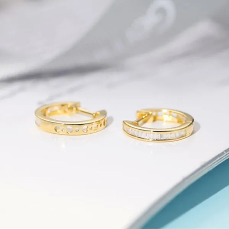 Women Glamorous 18K Gold Plated Micro Cube Diamond Dailywear Earrings Wedding Engagement Party Ear Stud Jewelry