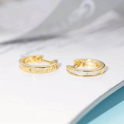 Women Glamorous 18K Gold Plated Micro Cube Diamond Dailywear Earrings Wedding Engagement Party Ear Stud Jewelry