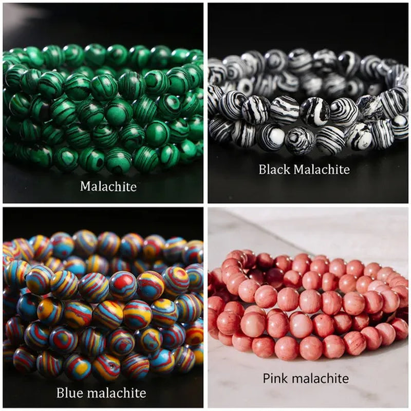 8mm Tiger Eye/Amethyst/Aquamarine/Agate/ Gemstone Bracelet Round Beads Stretch Bracelet Handmade Chakra Healing Stone Jewelry for Women Men Girls