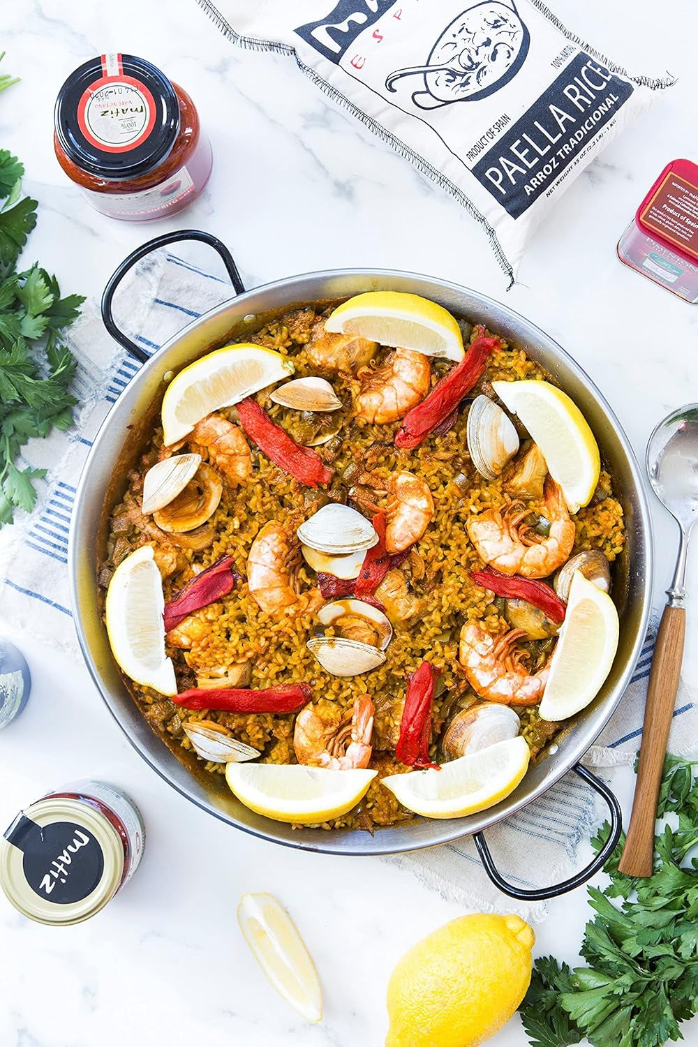 Valenciano Paella Rice from Spain (2.2 Lbs.) Traditional Spanish Medium-Grain | Risotto, Arrow Negro, Seafood Dishes | Natural Flavor | Soy and Gluten Free