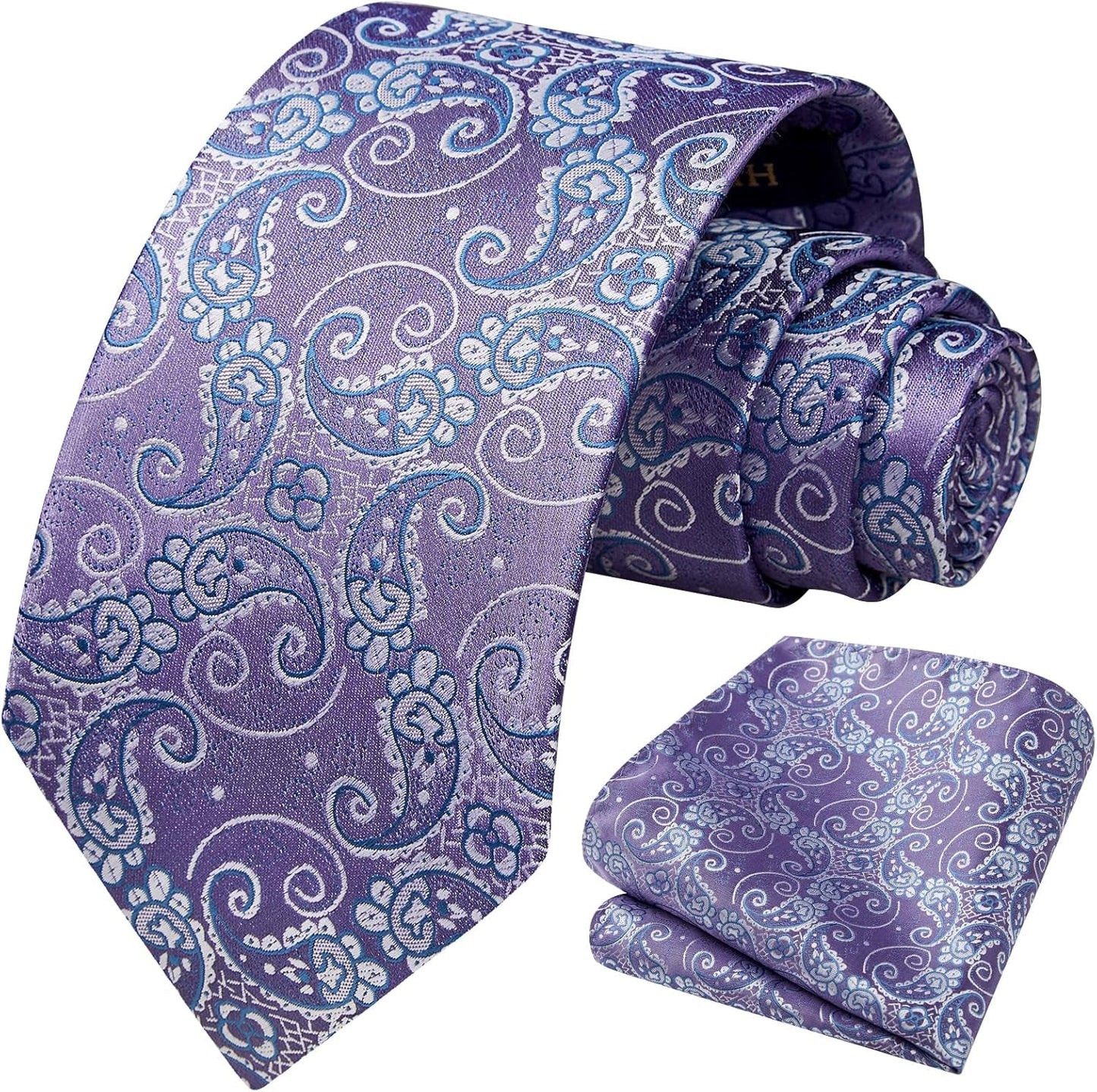 Ties for Men Paisley Tie and Pocket Square Woven Classic Floral Mens Ties Handkerchief Set Wedding Party Necktie