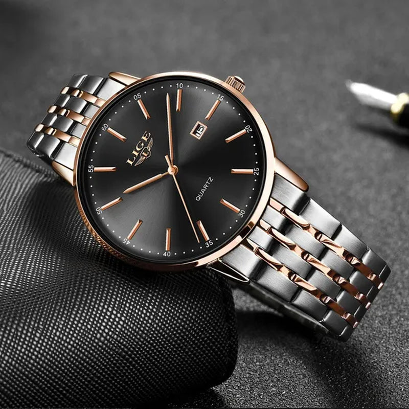 LIGE Luxury Ladies Watch Waterproof Rose Gold Steel Strap Women Wrist Watches Top Brand Bracelet Clocks Montre Femme