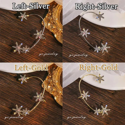 Shining Zircon Snowflake Ear Cuff for Women Non Piercing hanging ears Ear Clips Diamond Ear Hook Party Wedding Jewelry Gifts