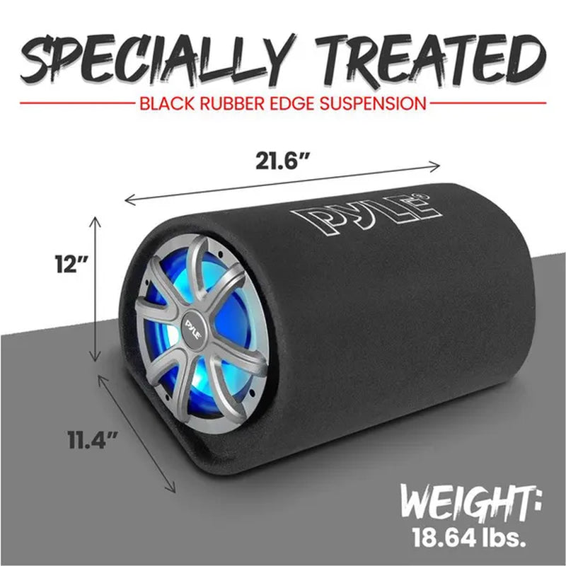 Pyle Car Audio 10 Inch 500W Carpeted Subwoofer Tube Speaker, Rear Vented Design
