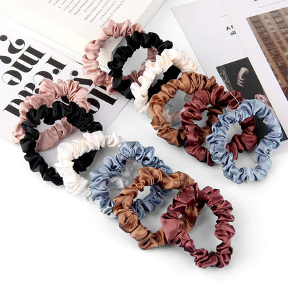 12 Pieces Silk Hair Scrunchies Silk Hair Tie Elastic Ponytail Holders for Women Girls Hair Accessories-002