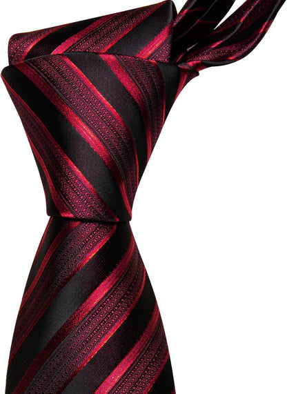 Stripe Men Ties Set Classic WOVEN Necktie with Handkerchief Cufflinks Formal