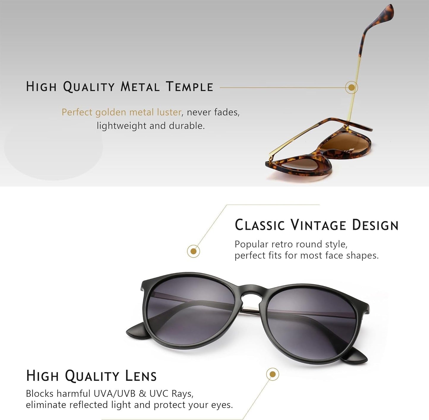 Vintage round Sunglasses for Women Men Classic Retro Designer Style