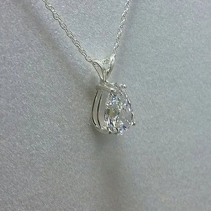Women Temperament Teardrop Shaped White Sapphire Pendant Necklace Wedding Proposal Party Necklace Jewelry