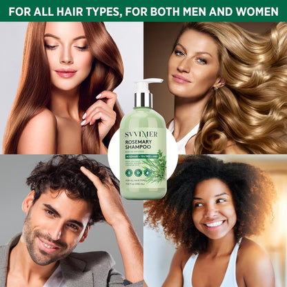 Rosemary Hair Growth Shampoo: Thickening and Regrowth Formula for Men & Women - Rosemary Mint Strengthening Shampoo with Tea Tree Oil Biotin - for Thinning Hair and Hair Loss 11.8 Fl.Oz