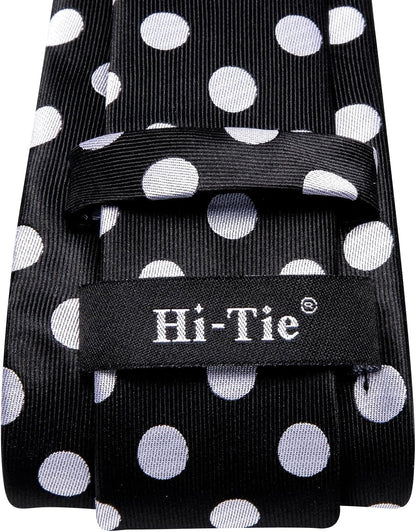 Silk Ties for Men Plaid Paisley Striped Necktie Pocket Square Cufflinks Set Formal Business