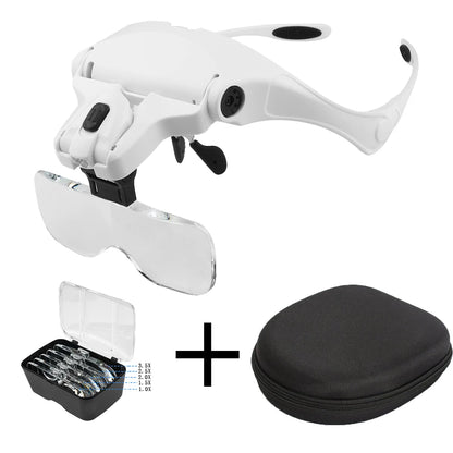 Magnifying Glasses Reading Illuminated Magnifier 1.0X 1.5X 2.0X 2.5X 3.5X 2 Lights Adjustable Head Illuminated Loupe Magnifier