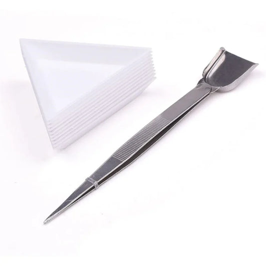 16cm Professional Diamond Tweezers With Scoops Shovels For  Jewelry Beads Display Plastic Tray Packaging White Containers