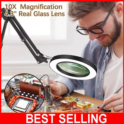 10X Magnification USB 3-Color 64 LED Light Magnifier for Soldering Iron Repair Desk Lamp Skin Care & Beauty Tools