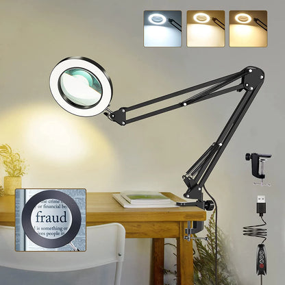 10X Magnification USB 3-Color 64 LED Light Magnifier for Soldering Iron Repair Desk Lamp Skin Care & Beauty Tools