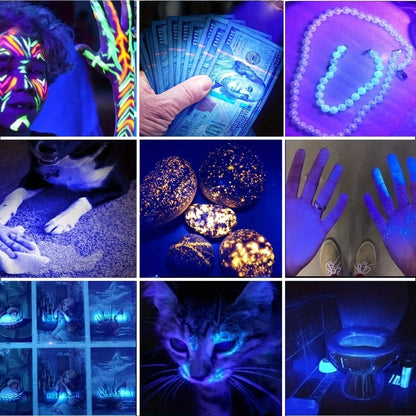 6-in-1 White Yellow UV 365nm/395nm LED LCD Flashlight USB charging Jewelry Jade Stone Pet Stains Marker Ore Money Scorpion Light