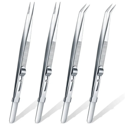 Sandblasted Jewelry Tweezers 16CM Slotted BuckleHigh PrecisionStainless Steel forDIY Diamond Gem Setting Ideal Gift for Jewelers