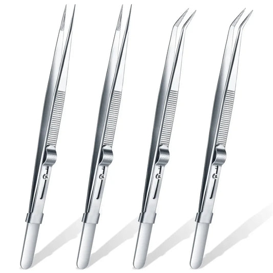 Sandblasted Jewelry Tweezers 16CM Slotted BuckleHigh PrecisionStainless Steel forDIY Diamond Gem Setting Ideal Gift for Jewelers