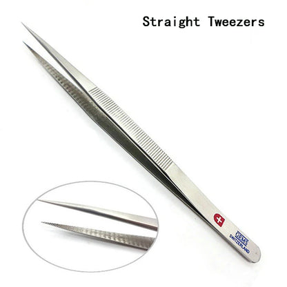 Extra Long Stainless Steel Diamond Curved Tip Tweezers for Stone Gems Rhinestones Acrylic Picking Tool & Making Jewelry Craft