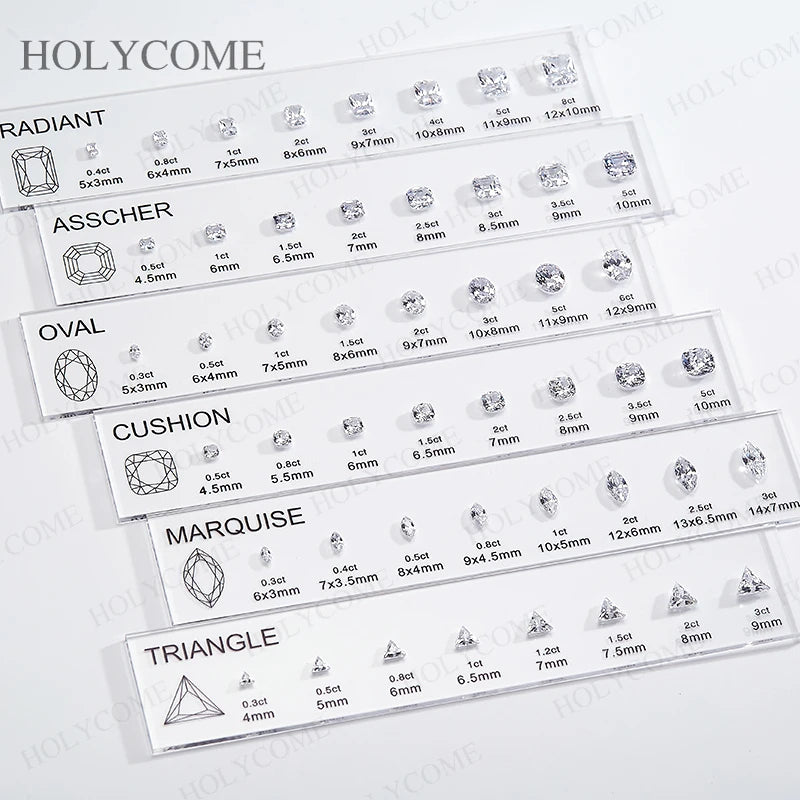 Diamond Size Comparison Set for Jewelry Store High Quality 5A CZ Gemstone Selector 11 Shapes 88 Sizes Carat Range Template Tools