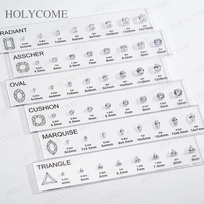 Diamond Size Comparison Set for Jewelry Store High Quality 5A CZ Gemstone Selector 11 Shapes 88 Sizes Carat Range Template Tools