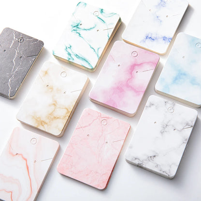 50pcs 5x7cm Marbling Earrings Display Cardboard Self Sealing Pouch For Jewelry Packaging Card Storage Organizer Small Businesses